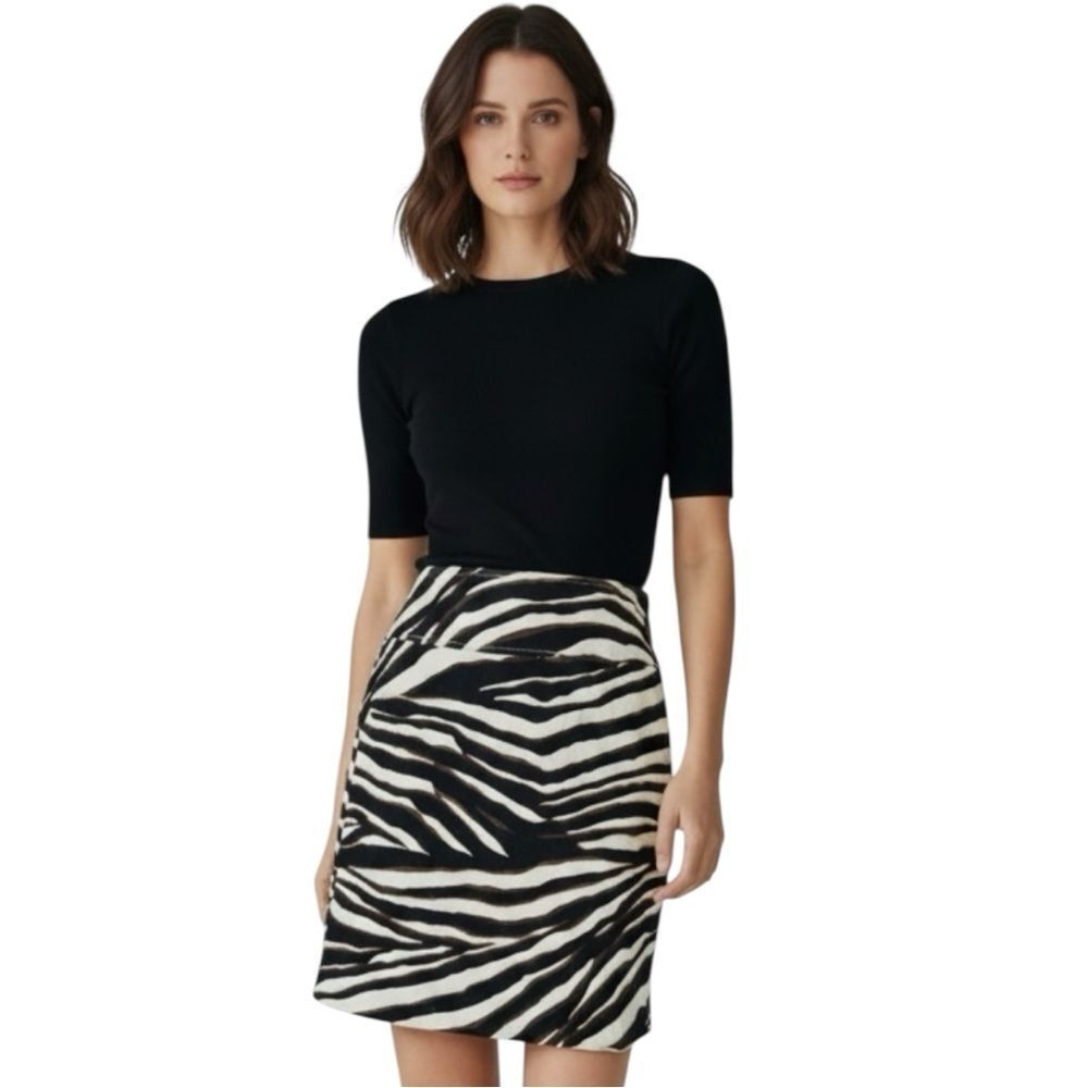Harold’s Zebra Print Black/Cream Cotton Blend Clean Girl 90’s Pencil Skirt Sz 6